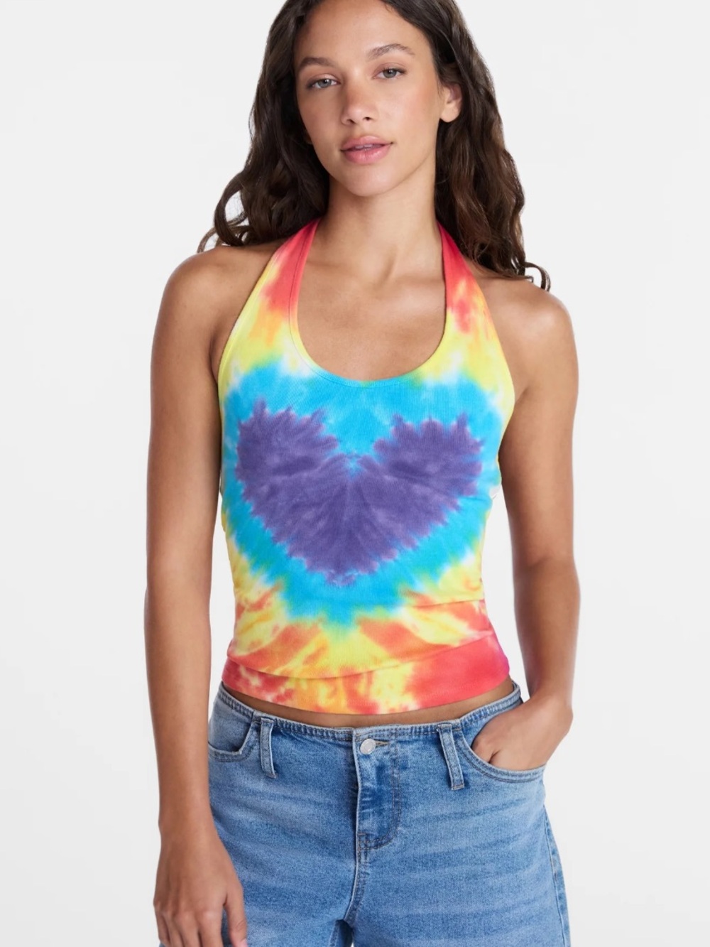 No Boundaries Women's Heart Tie Dye Halter Tank Top NWT